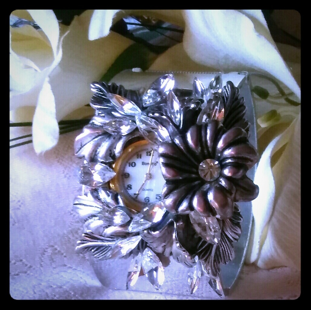 Vintage Bonetto Rhinestone Bangle Watch